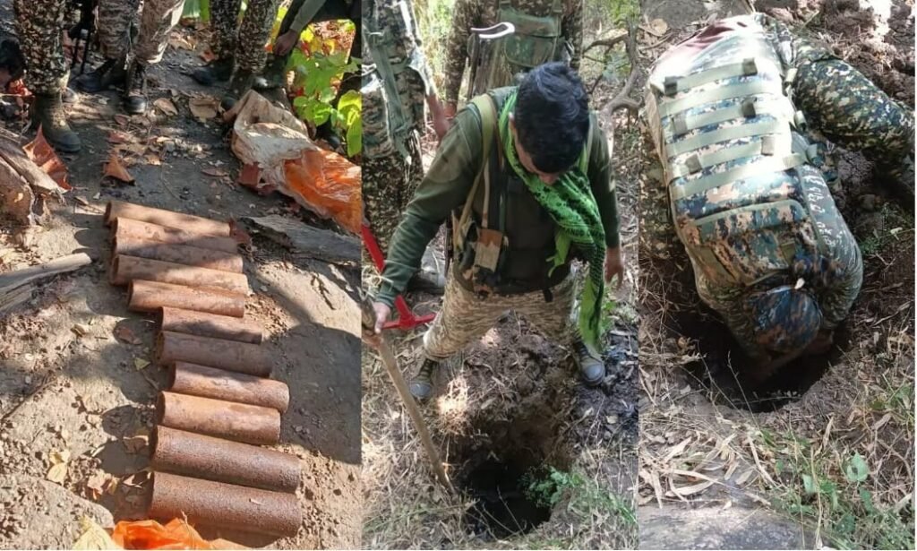 परवींडीह की दुर्गम पहाड़ियों में पुलिस-आईटीबीपी की बड़ी कार्रवाई, 11 क्लेमोर माइन का डम्प बरामद